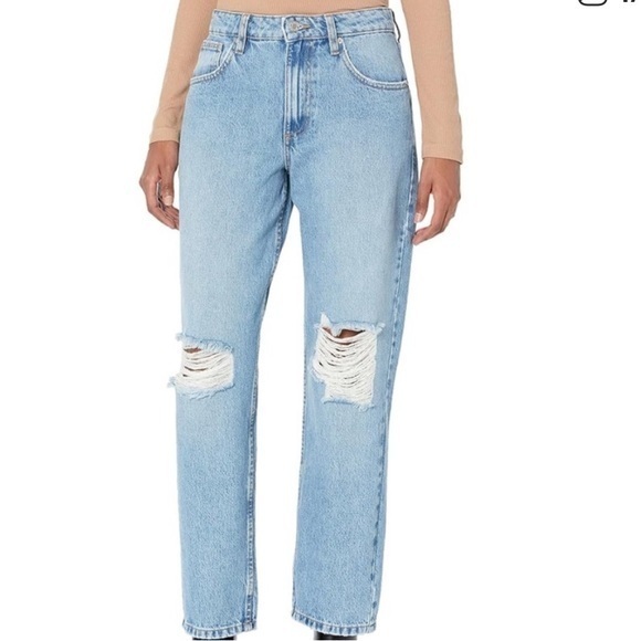 The Drop Denim - The Drop Luca High-Rise Distressed Loose Straight-Fit Denim